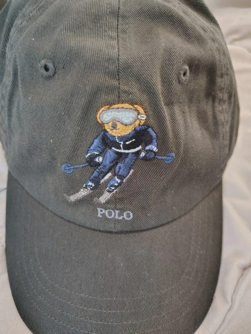 NWT Polo Ralph Lauren Ski Bear Baseball Cap Black Adjustable Polo Bear Hat OSFA